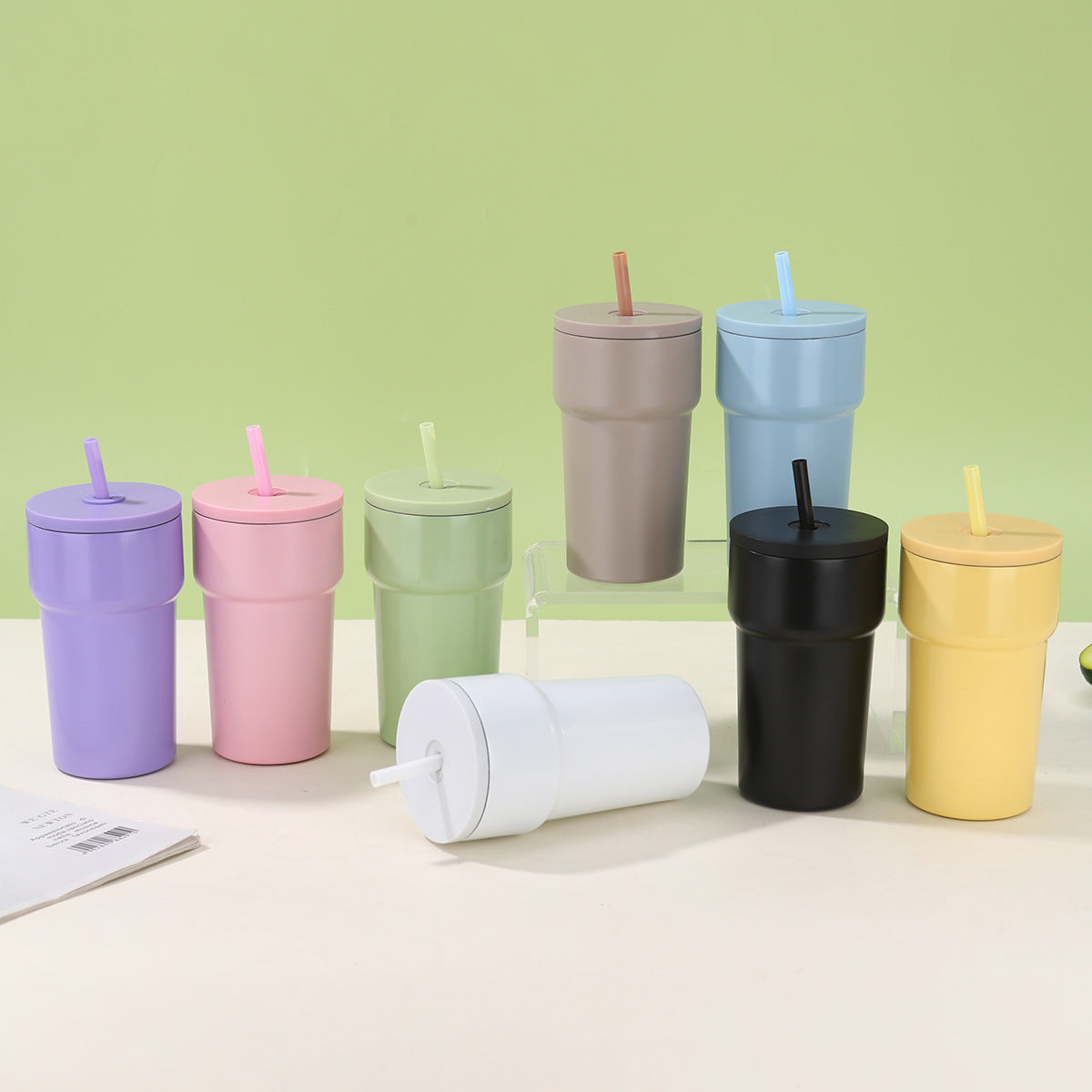 Unisex Isolierter Trinkbecher mit Staubschutzdeckel und Strohhalm Brehn
