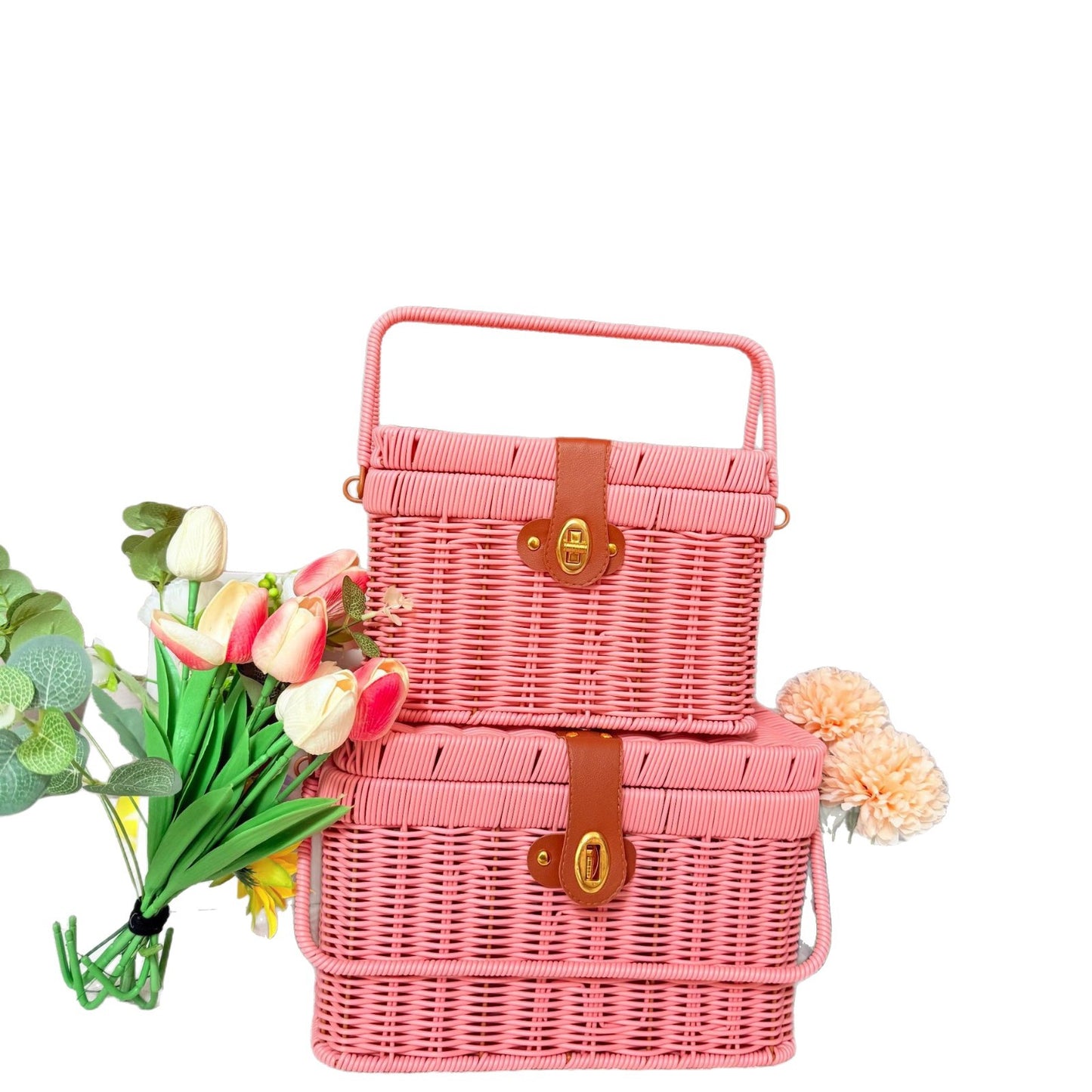 Damen Handgefertigter Rattan Picknickkorb Brehn