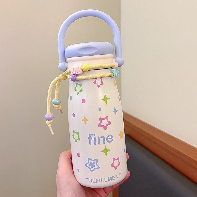 Damen kreative Trinkflasche mit lustigem Design und praktischer Schnur Brehn