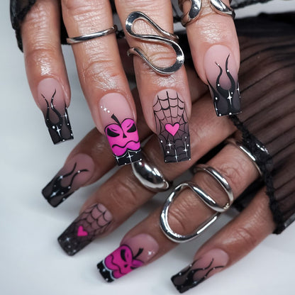 Gothic-Themen-Spinnen- und Kürbis-Nagelkunst-Erweiterungen Brehn