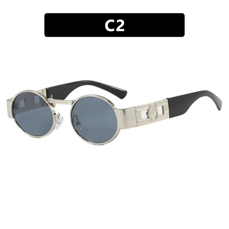 Damen runde Sonnenbrille mit modischem Metallrahmen und UV-Schutz Brehn