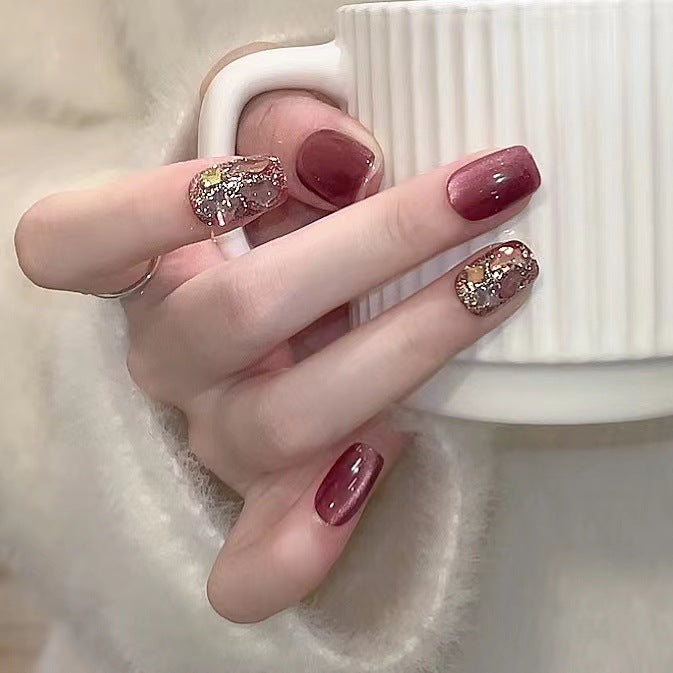 Künstlerisches mit Glitter verziertes Press-On Nagelset Brehn
