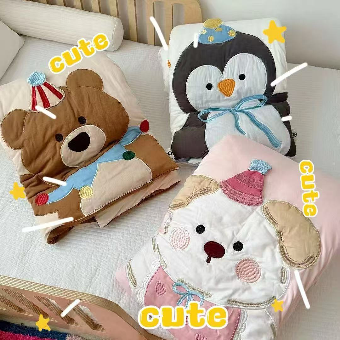 Kleinkind Bettwäsche Set mit Applikation Bär Bettbezug und Kissenbezug