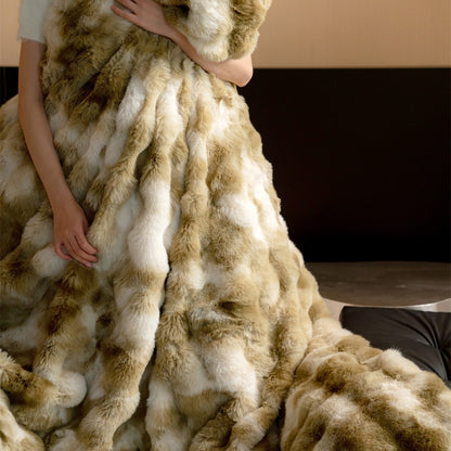 Faux-Fur-texturiertes wendbares Bettbezug-Set mit plüschigen Kissenbezügen