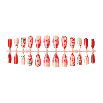 Festliches Kirschen-Themen Press-On Nagelkunst Set