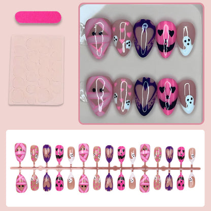Halloween Kunstnagelset mit verspielten Geister- und Herzmotiven Brehn
