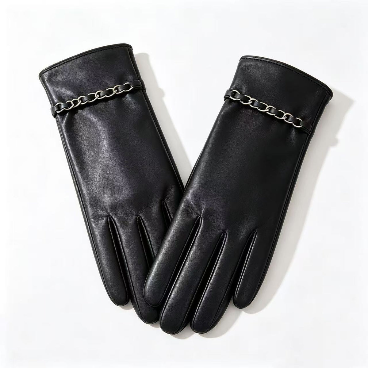 Chic Lederhandschuhe mit Kettendetails Brehn
