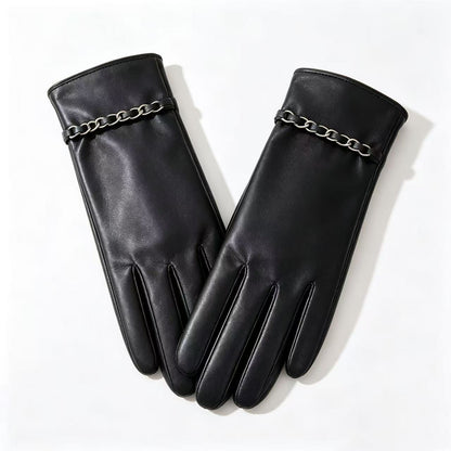 Chic Lederhandschuhe mit Kettendetails Brehn