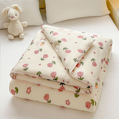 Kinder-Bettwäscheset mit niedlichen Tiermotiven und gesteppter Decke