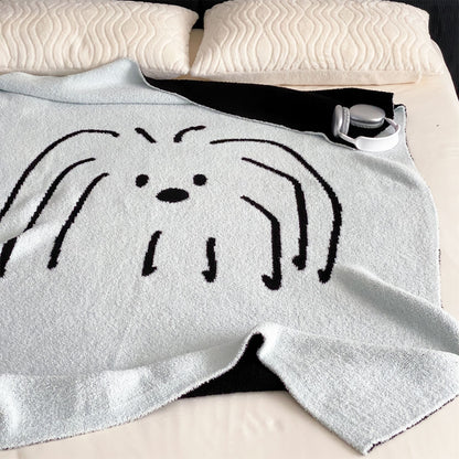 Wendbare Kuscheldecke aus Frottee mit dekorativem Hundemotiv