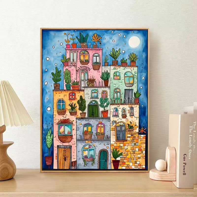 Verspielter Urbaner Landschaft Leinwand Kunstdruck Brehn