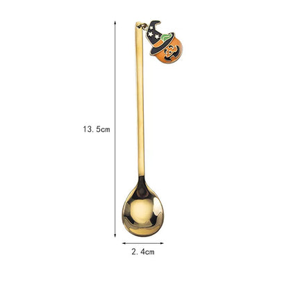 Langer Bar‑Löffel Cocktail‑Rührlöffel aus Edelstahl mit Halloween‑Geistmotiv
