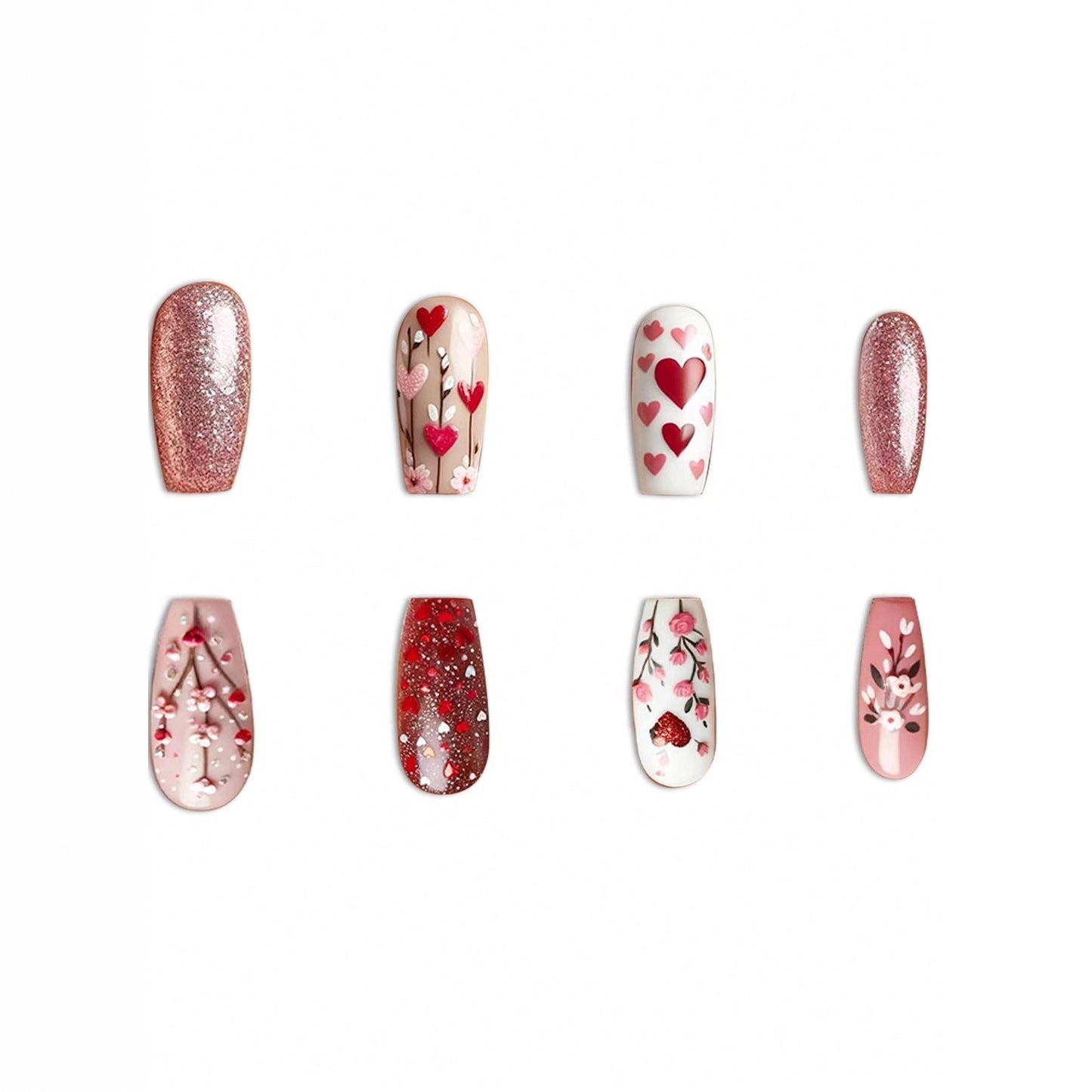 Herz-Themen Dekorative Press-On Nagelkunst Brehn