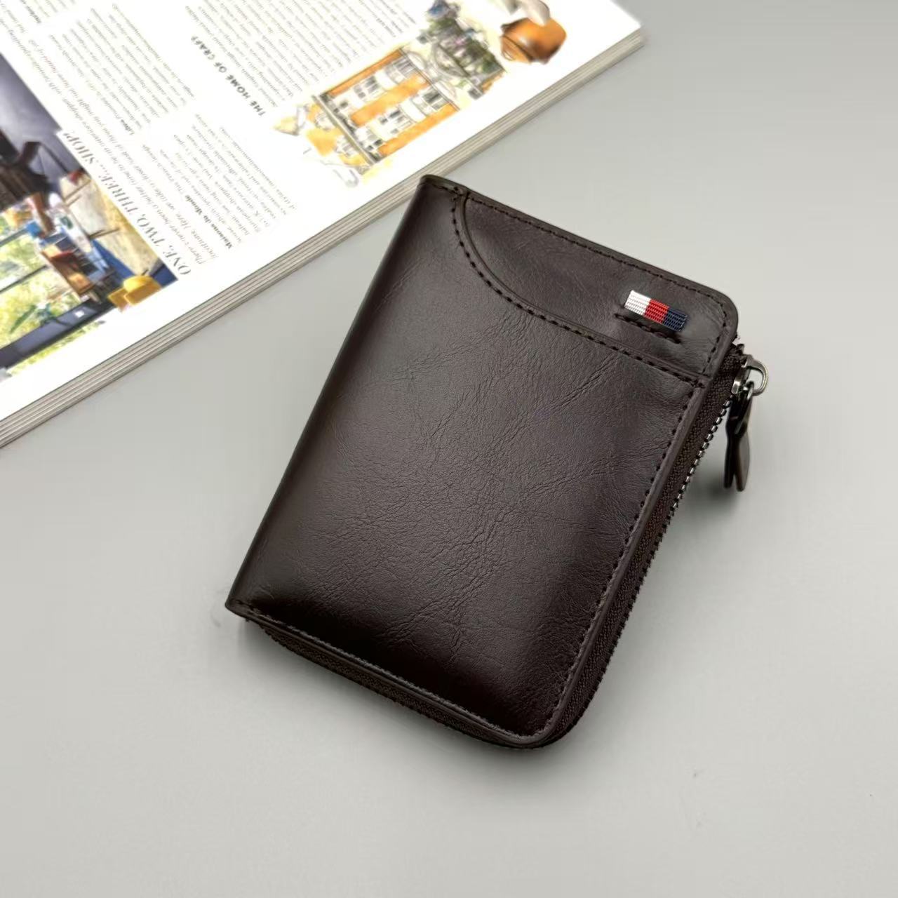 Premium Leder Reißverschluss Geldbörse