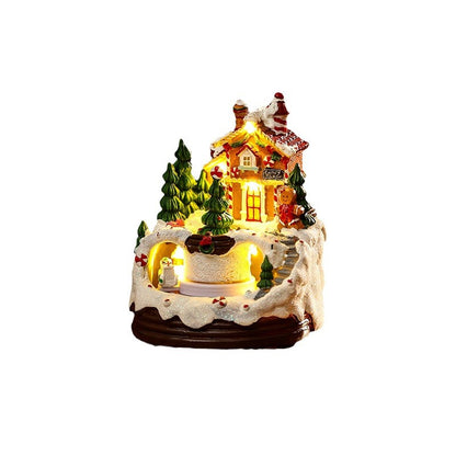 Beleuchtete Weihnachtsdorf-Szene mit winterlichem Design Brehn