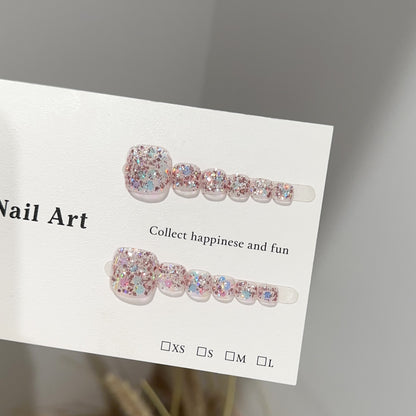 Glitzerndes Press-On Nagelkunstset mit funkeltigen Akzenten