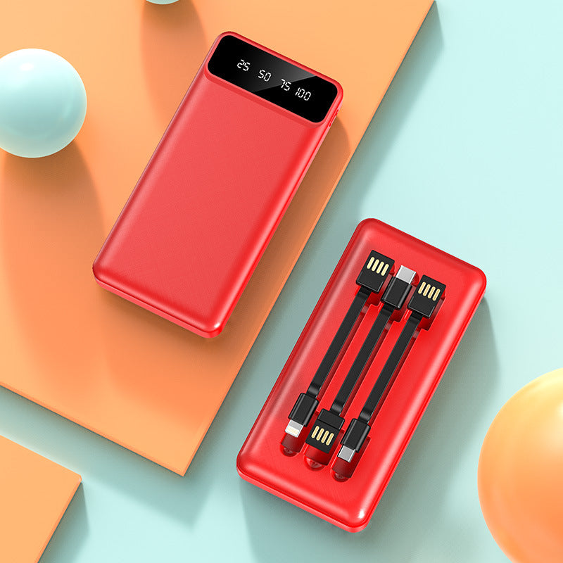Tragbare Powerbank mit integriertem Multikabel und digitaler Ladeanzeige Brehn