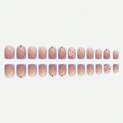 Künstlerisches Press-On Nagelkunst Set mit floralen und Juwelen-Elementen Brehn