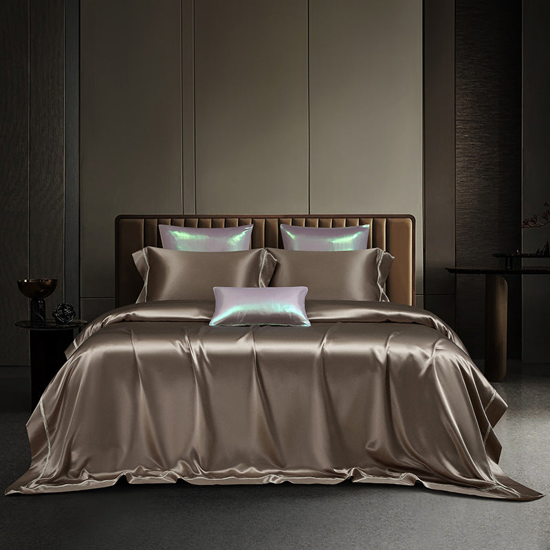 Luxuriöser seidenähnlicher Satin Bettwäsche Set mit Steppdecke und Kissenbezügen