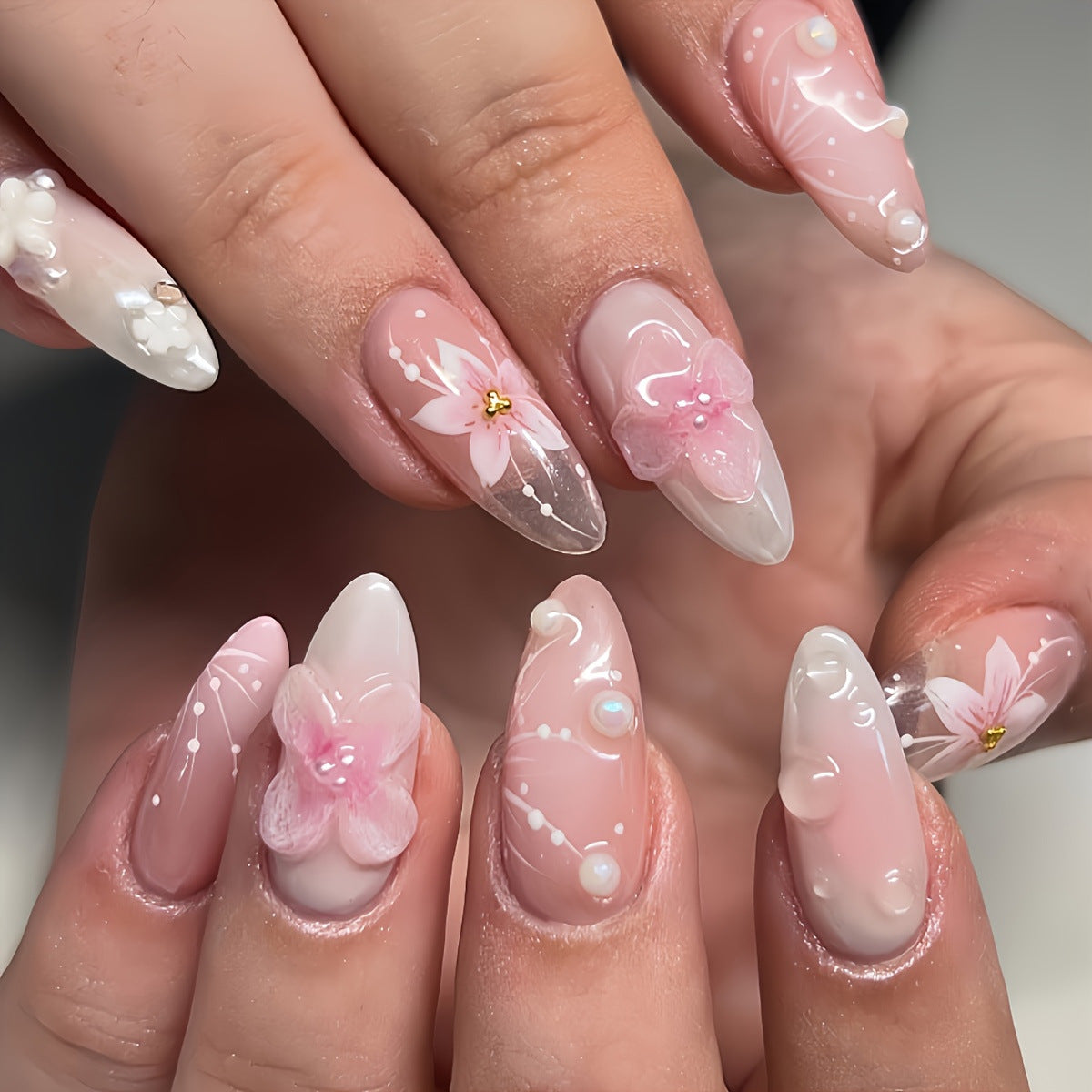 Florale Themen Press-On Nagelkunst Brehn
