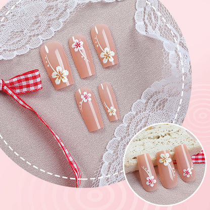 Künstlerisches Floral Press-On Nagelkunst Set Brehn