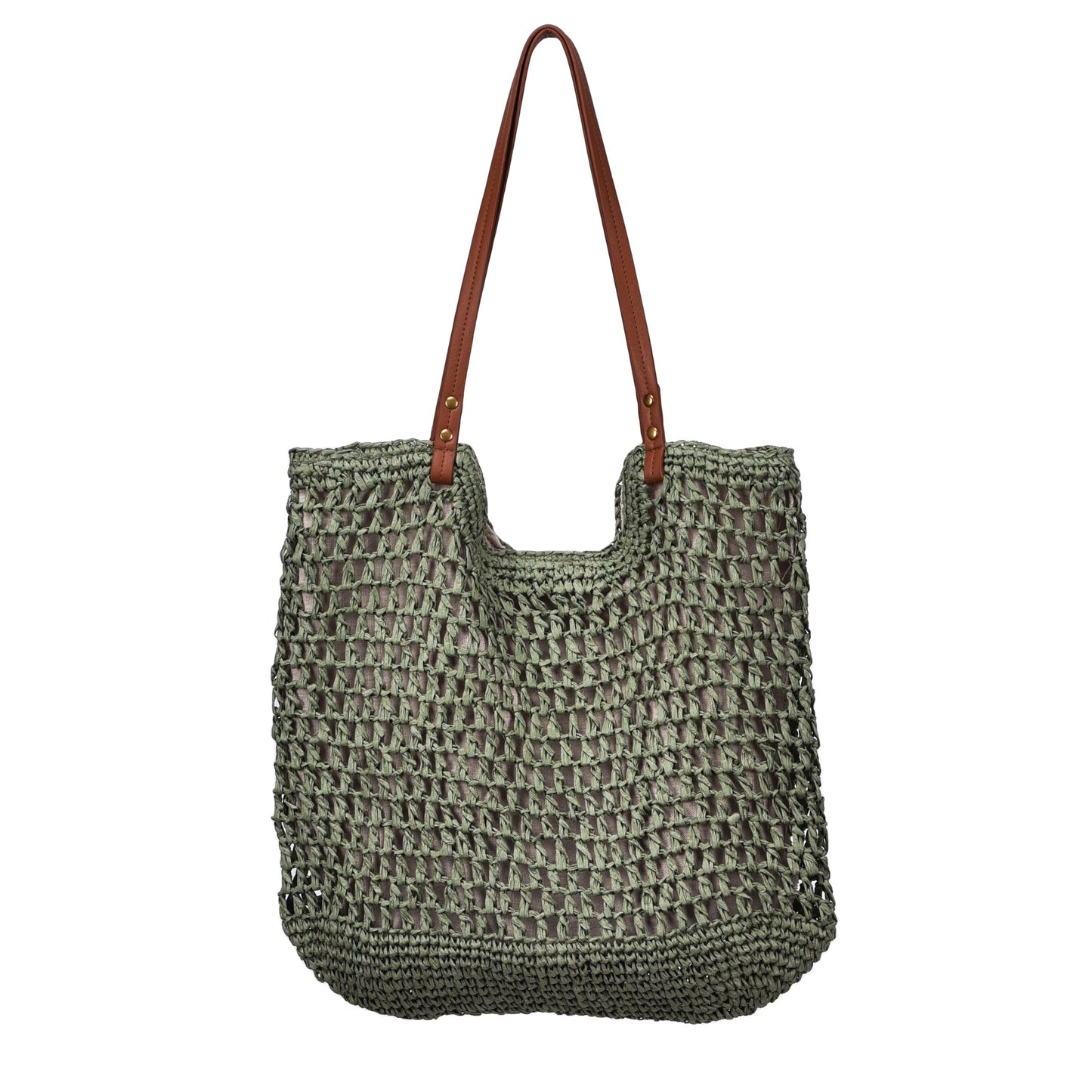 Handgewebte Baumwolltasche mit Ledergriffen Brehn