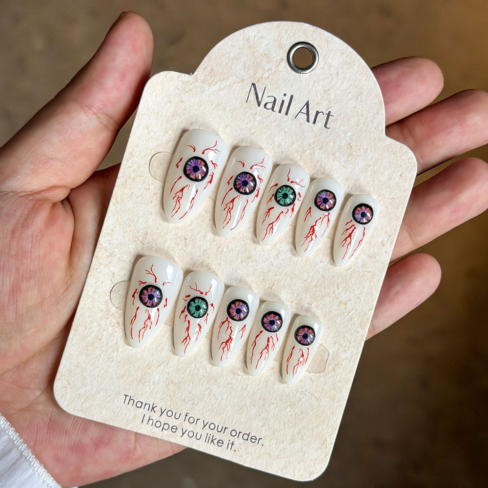 Künstlerisches Augen-Themen Presse-auf Nagelset Brehn