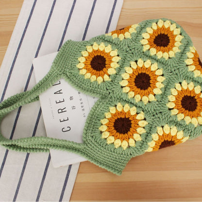 Kreative Häkelhandtasche mit Einzigartigem Sonnenblumenmuster Brehn