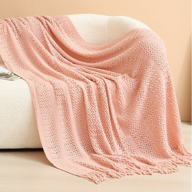 Damen gestrickte Wohndecke mit Fransen Brehn