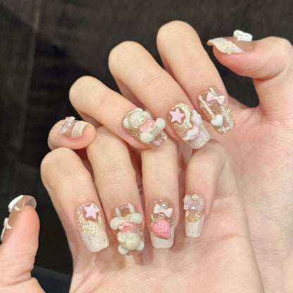 Künstlerisches 3D-Charakter-Press-On-Nagelkunst-Set