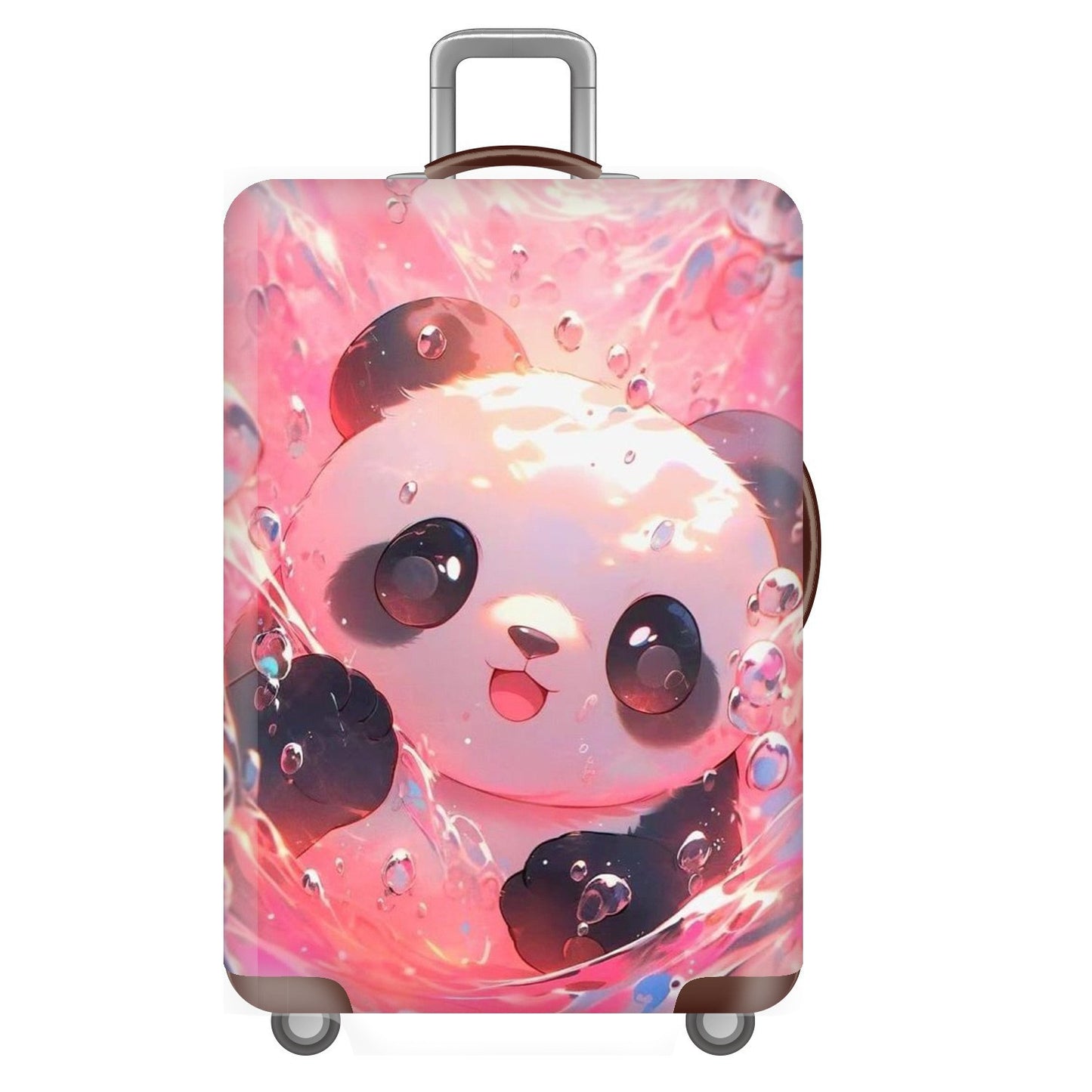Unisex nan elastische Kofferhülle für Hartschalen-Trolley mit niedlichem Panda-Motiv, dehnbarer Schutzüberzug mit Griff‑ und Rollenöffnungen Brehn