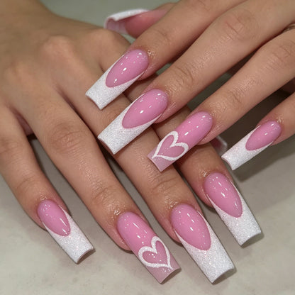 Glamourös Herz Design Acryl Nagelverlängerungen Brehn
