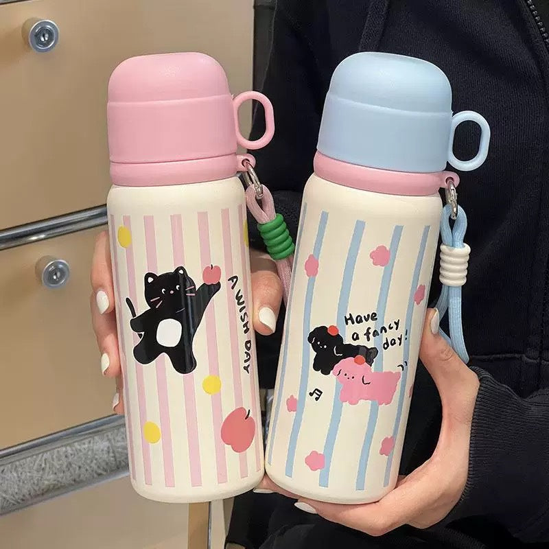 Damen Isolier-Trinkflasche mit sicherem Tragegriff und kreativem Tierdesign Brehn