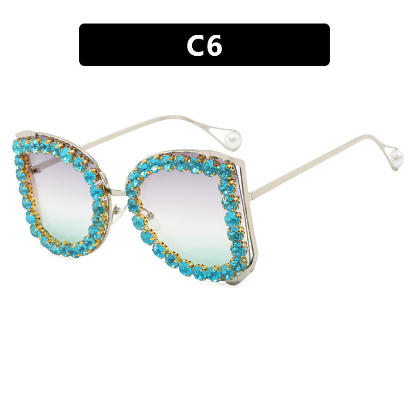 Damen extravagante Katzenaugen-Sonnenbrille mit funkelndem Strassrahmen Brehn