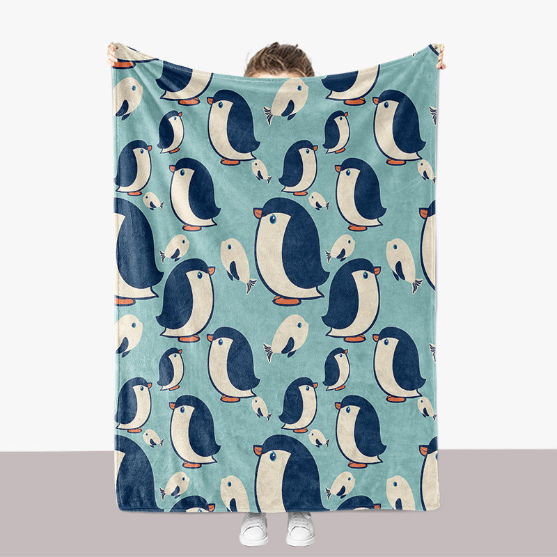 Pinguin-Themen-Plüsch-Wurfdecke