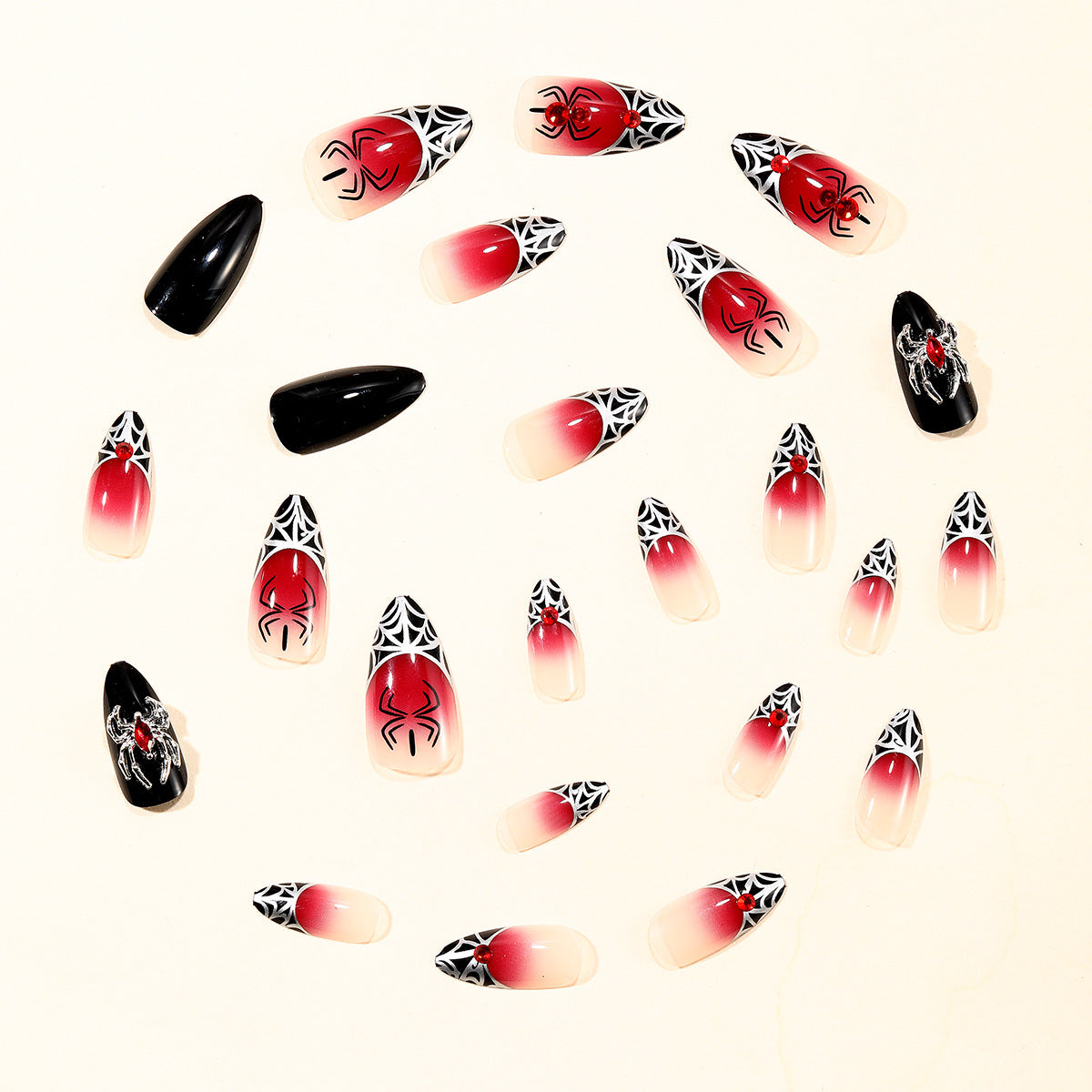 Gothic-Spinnen-Themen-Stiletto-Nagelkunstverlängerungen Brehn