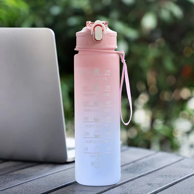 Damen Motivierende Wasserflasche mit Zeitmarkierungen Brehn