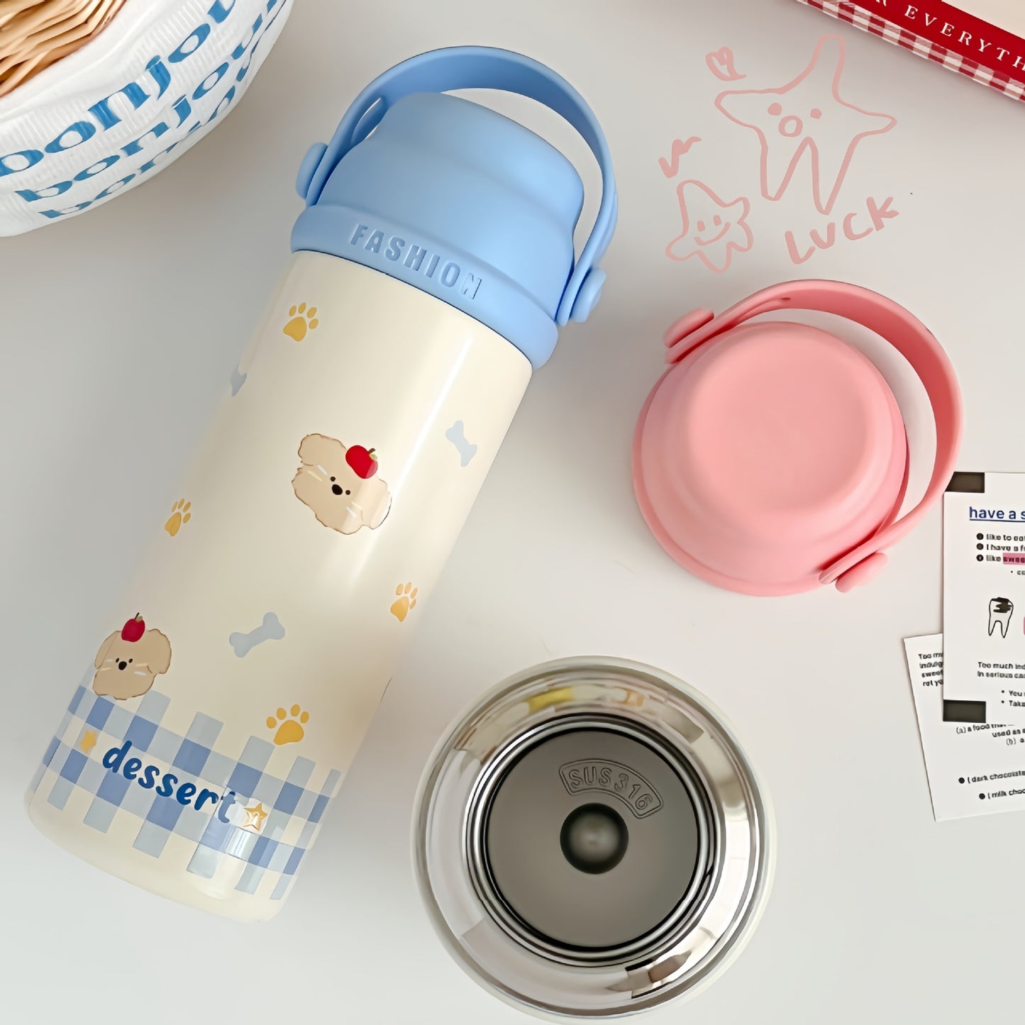 Damen Isolierte Trinkflasche mit fröhlichem Tierdesign Brehn
