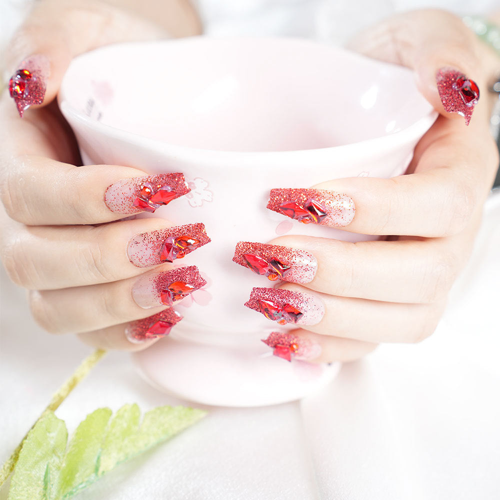 Glamouröse Strass Press-On Nagelset Brehn