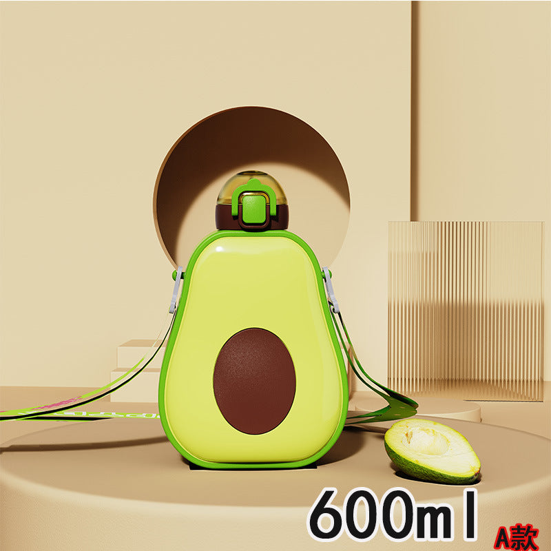 Damen Avocado Trinkflasche mit auslaufsicherem Verschluss und integriertem Tragegurt Brehn