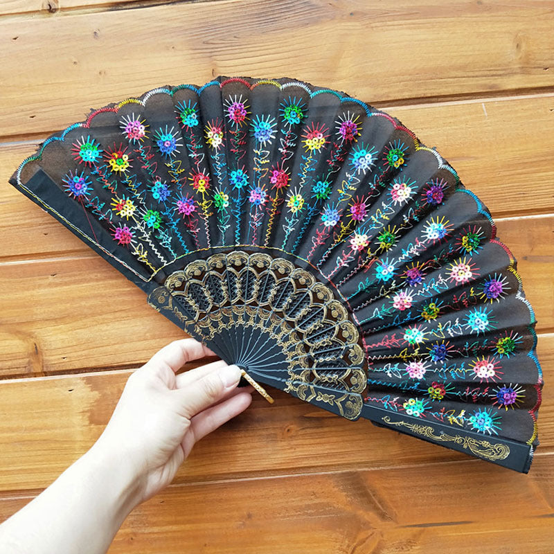 Damen hochwertiger Spitzenfächer mit kunstvollen floralen Motiven Brehn