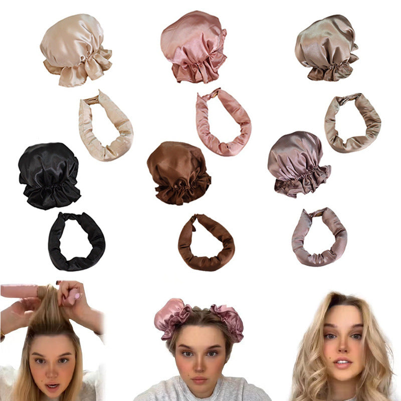 Luxuriöses Satin-Haarmütze- und Haarband-Set