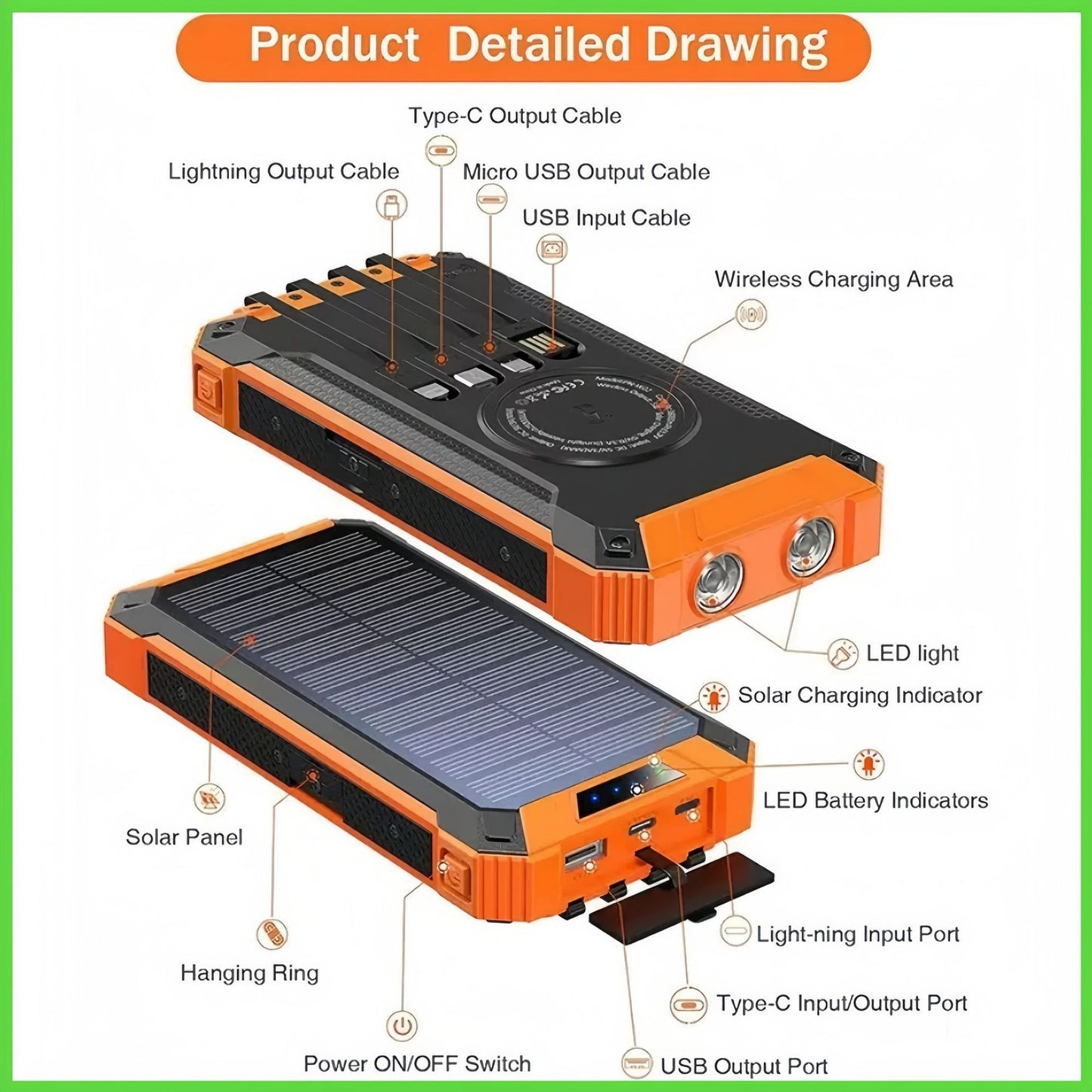 Solarbetriebene Powerbank Brehn