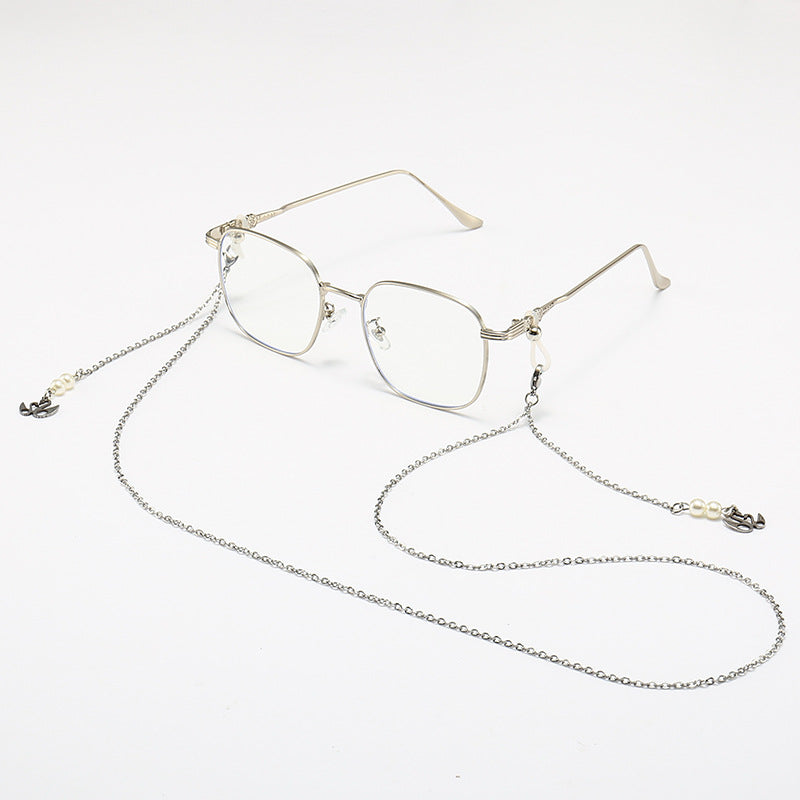Chic Quadratrahmen Brille mit dekorativer Kette Brehn