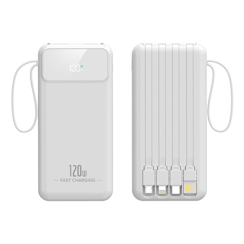 Powerbank mit integrierten Multifunktionsladekabeln und digitaler Anzeige Brehn