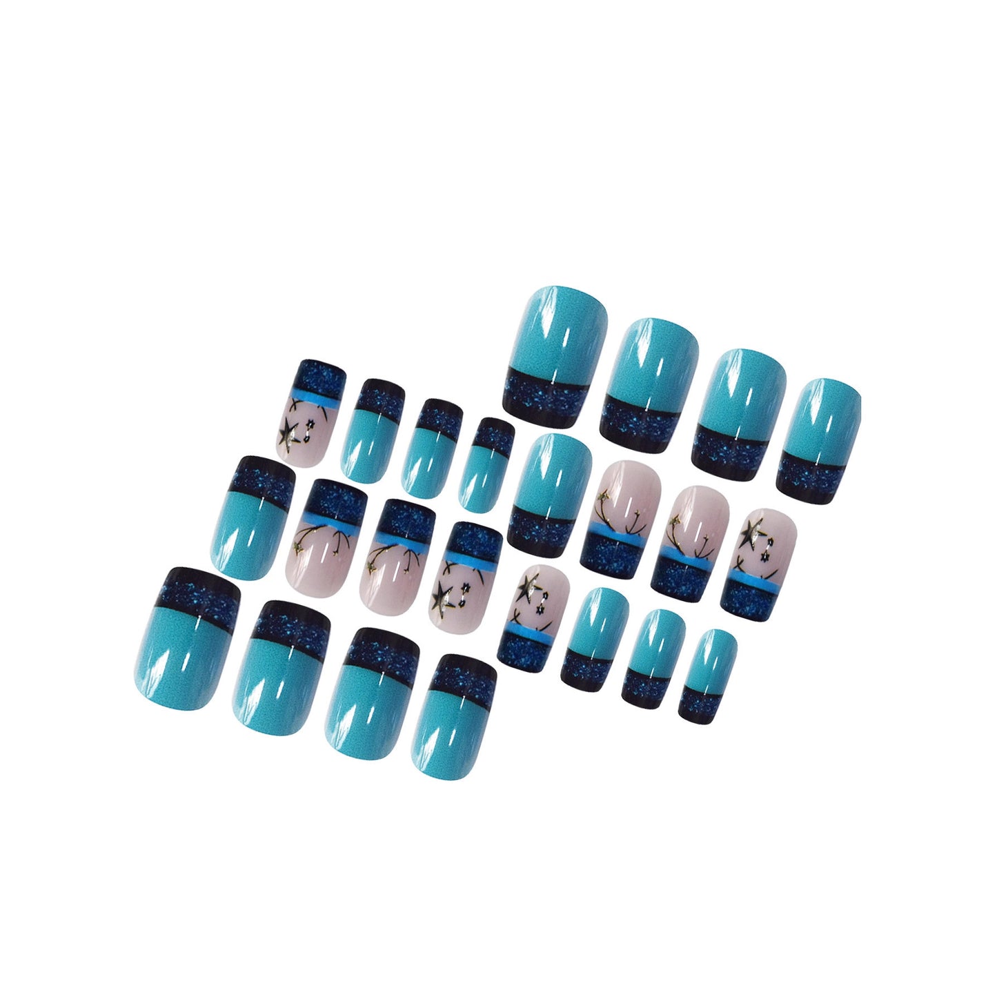 Dekoratives Glitzerstern-akzentuiertes Press-On-Nagelset Brehn