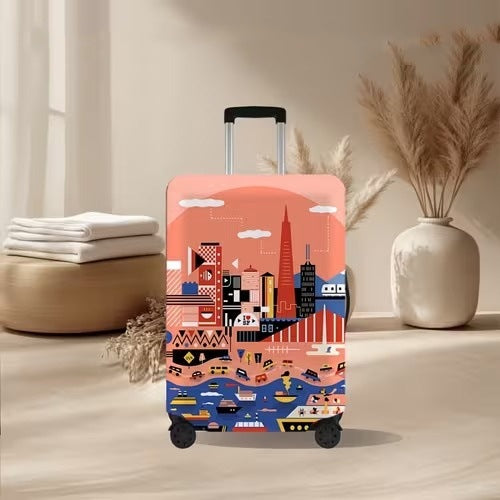 Unisex nan elastische Kofferhülle mit vulkanischem Lava-Marmordesign, dehnbarer Schutzüberzug für Trolley Brehn