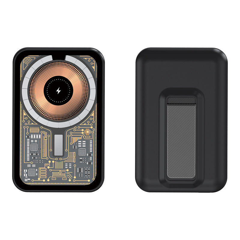 Tragbare Powerbank mit innovativer kabelloser Ladefunktion und integriertem Standfuß Brehn