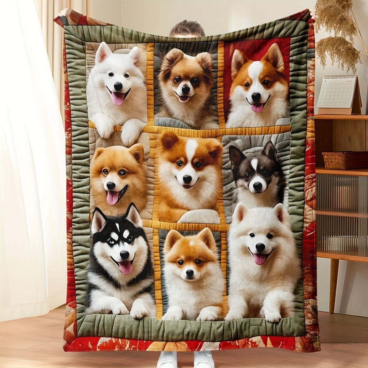 Plüsch Hundedruck Wurfdecke