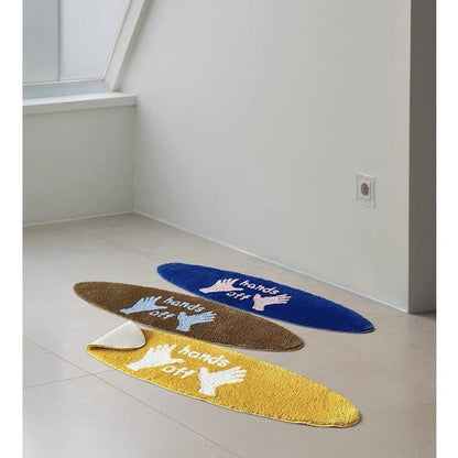 Verlängter getufteter Chenille Neuheits-Teppichläufer mit 'Hände Weg'-Grafik